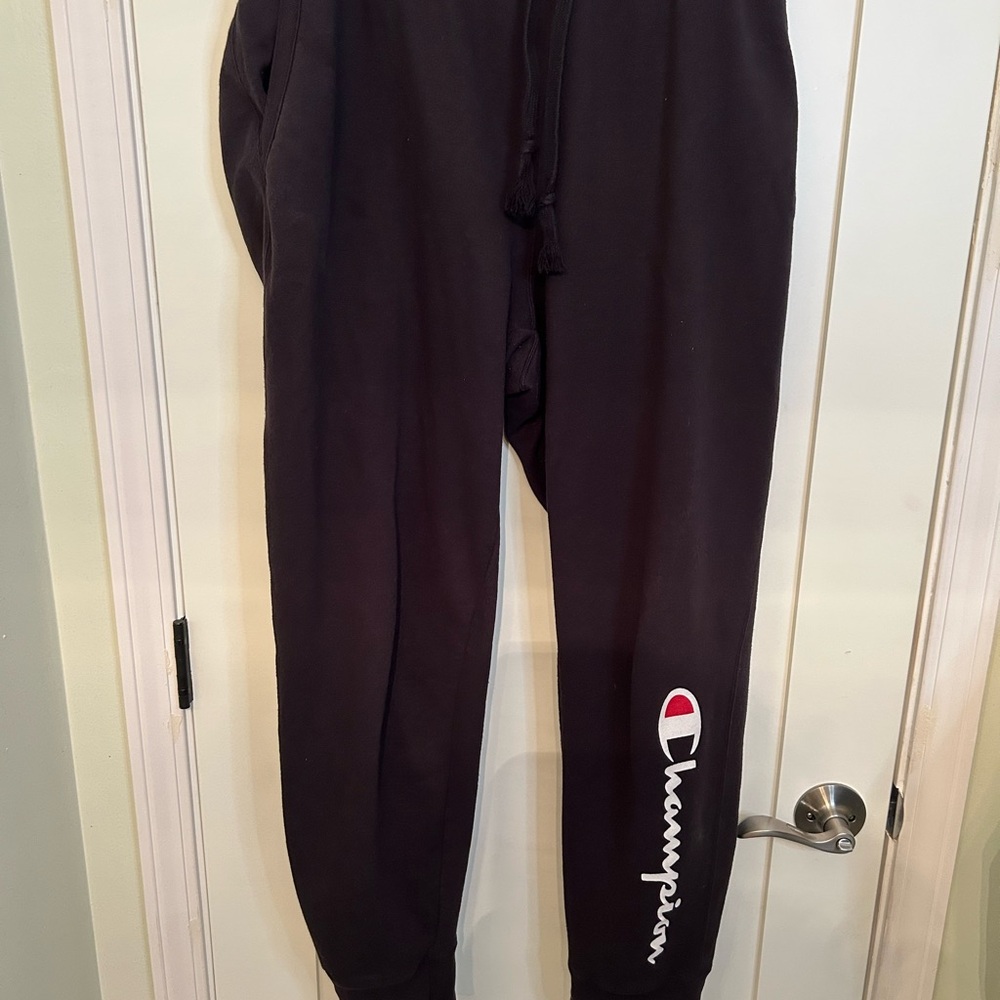Champion Black Athletic Hoodie with Flag Trim